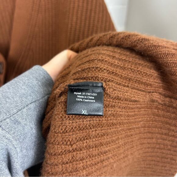 Jenni Kayne RARE Cinnamon Brown Cashmere Cocoon Cardigan Sweater Size XL - Picture 10 of 13